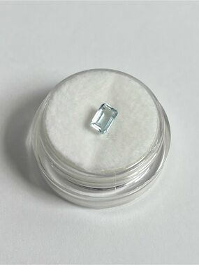 FOR LOCKET: Emerald-cut sky blue topaz